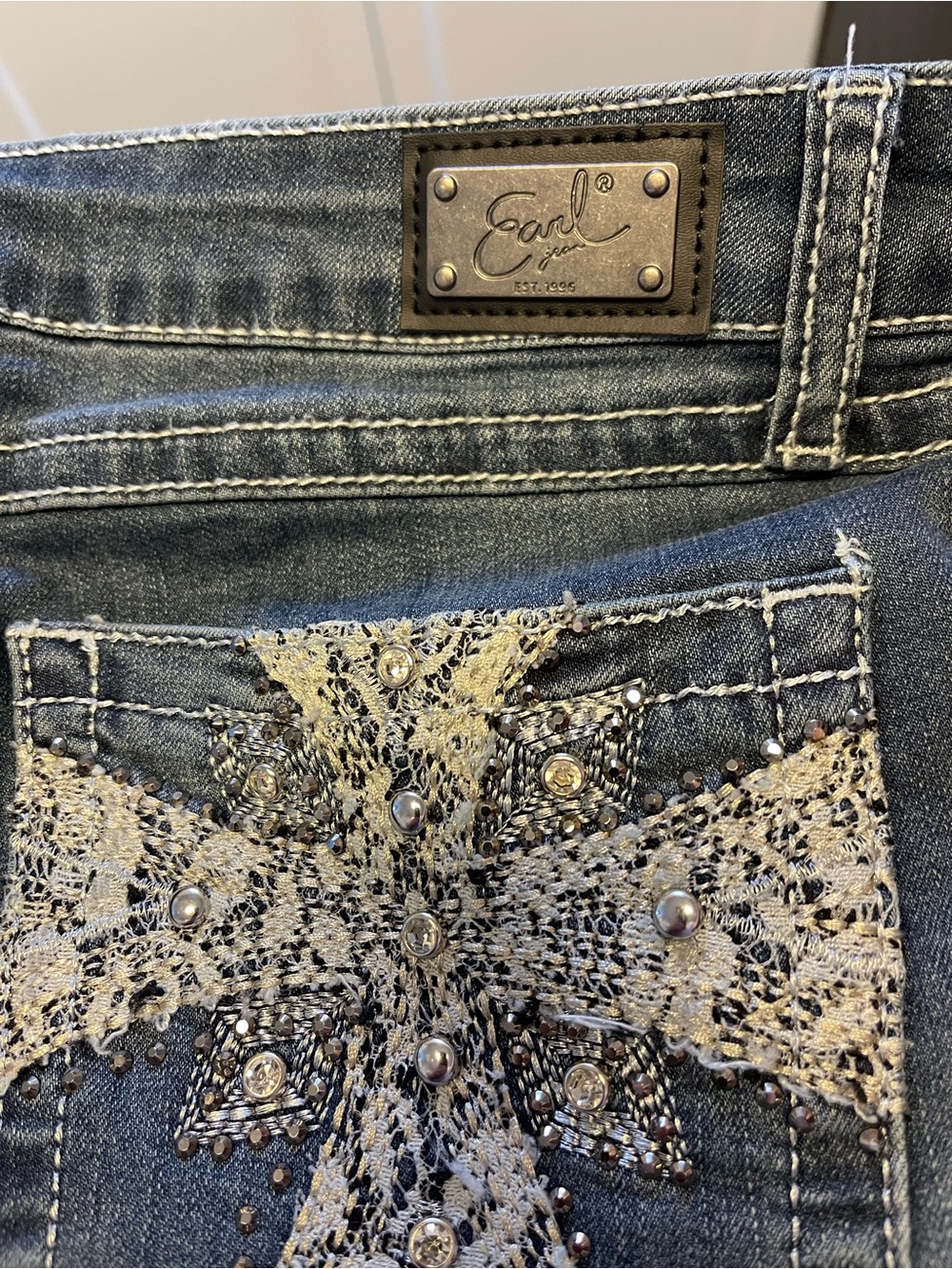 Earl Women’s Slim Boot Jeans Stretch Designer with Pocket Embellishments Sz 16 - Picture 8 of 12